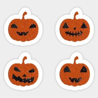 Dark Orange Faux Glitter Halloween Pumpkin Face Pack Sticker